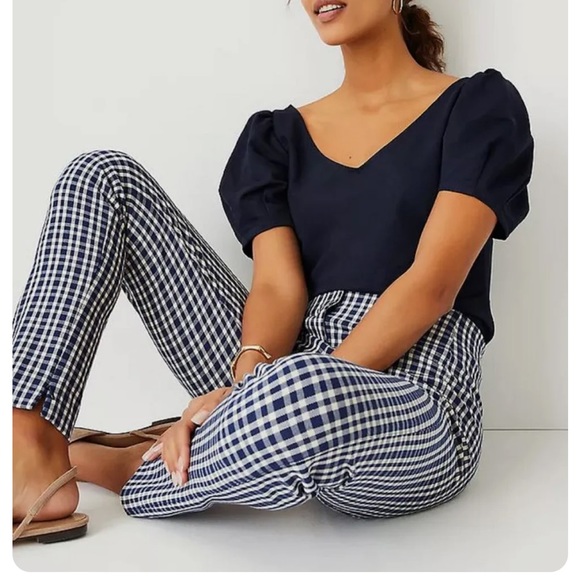 Like New Ann Taylor Plaid Audrey Bi-Stretch Pants - Picture 3 of 6